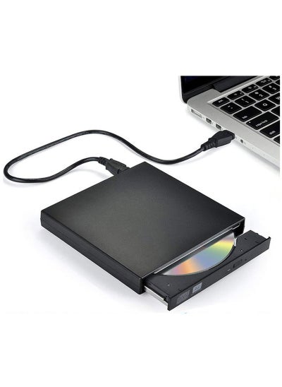 Buy External CD DVD Drive, USB 2.0 Slim Protable External CD-RW Drive DVD-RW Burner Writer Player for Laptop Notebook PC Desktop Computer, Black in UAE