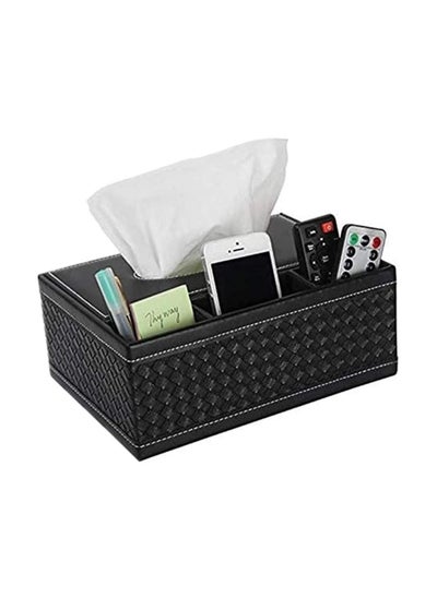 اشتري Multifunction PU Leather Pen Pencil Remote Control Tissue Box Cover Holder Desk Storage Box Container for Home and Office Use في الامارات