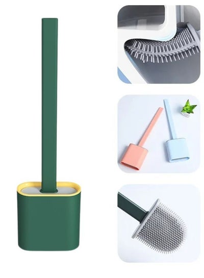 Buy 1 piece of flexible silicone bristle toilet brush with plastic holder bathroom toilet cleaning brush in Egypt