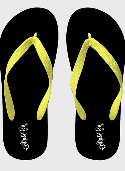 Buy Men's Medical Slippers, Plain Black, With A yellow Strap in Egypt