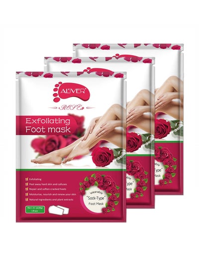 Buy Pack of 3 Rose Exfoliating Foot Mask in UAE