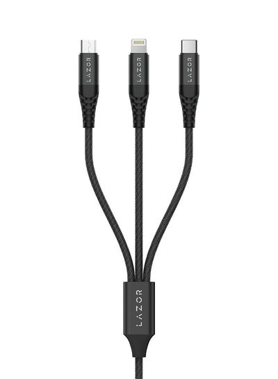 Buy Lazor Titan 3 in 1 Fast Charging Cable with Durable Nylon 
Braided Wire C58 Black- 1m in UAE