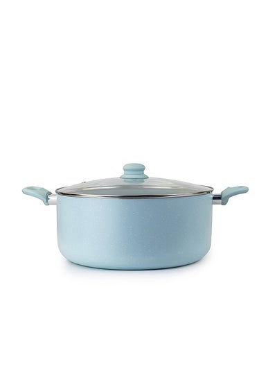 اشتري WILSON Oak Large Casserole with Lid and Marble Coating, Soft Touch Handle, Stew Pot Suitable for Gas, Electric, Induction, and Ceramic Stove Dutch Oven - 32cm – Blue في الامارات