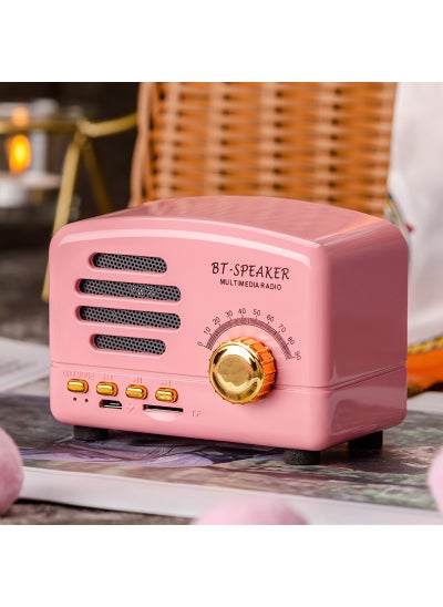 اشتري Bluetooth speaker little Prince Mini Card Radio Wireless retro small stereo outdoor portable mini stereo Cherry blossom powder في الامارات