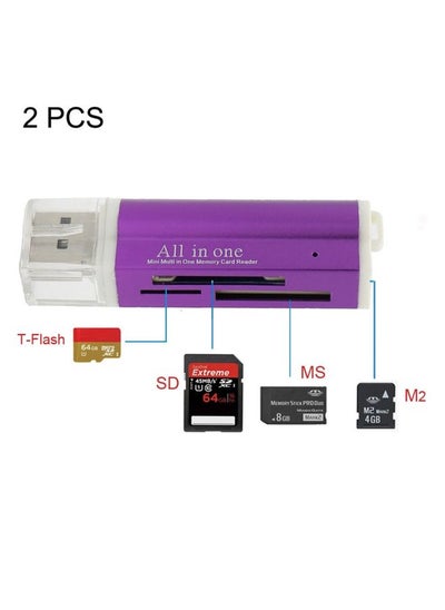 اشتري 2 PCS Multi All in 1 USB 2.0 Micro SD SDHC TF M2 MMC MS Pro Duo Card Card (Purple) في السعودية