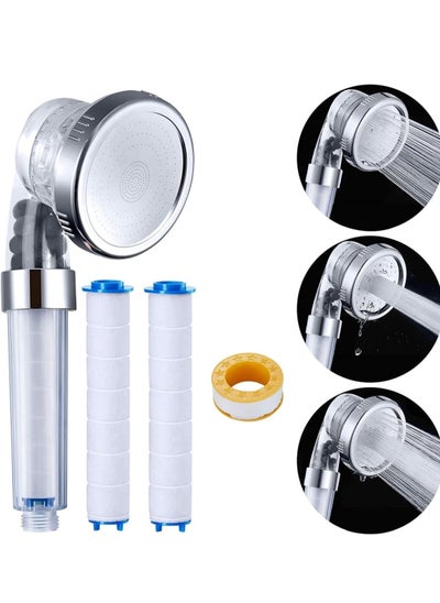 Buy Ionic Shower Head 3 Modes High Pressure Handheld Showerhead Water Saving Filtered Shower Head with PP Cotton Filter and Extra Filter Stones in UAE