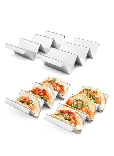 Buy Taco Stand 4 Piece Set, Stainless Steel Taco Stand Tray Type, Oven Bake Safe, Dishwasher and Grill Safe in UAE