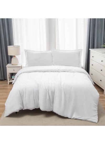 Buy Panax Bedding Duvet Cover King Size Set- 1PC Duvet Cover 260x220CM / 2PC-Pillow Shams 50x90CM (White, King) in UAE