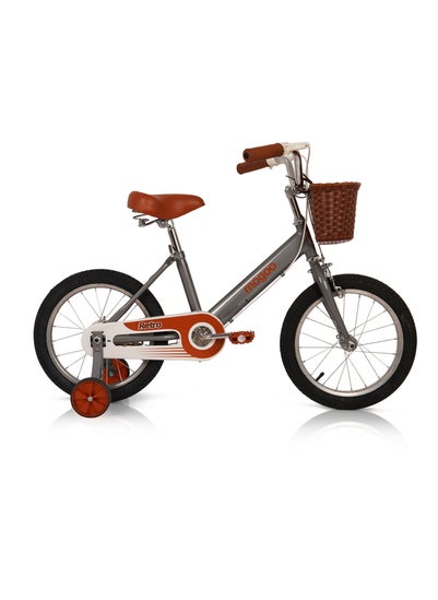 اشتري Mogoo Kids Retro Classic Style Vintage Basket Road Bike with Training Wheels for 5-8 Years Grey في الامارات