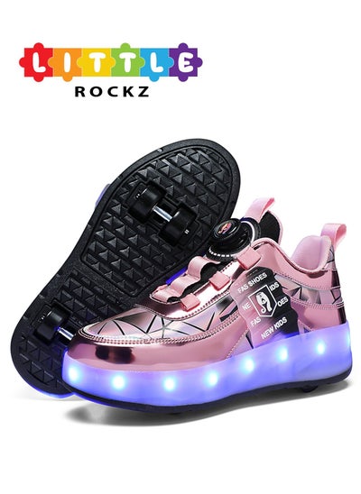 اشتري Double Wheel LED Flash Light Fashion Shiny Sneaker Skate Heelys Shoes With Lightning Sole في الامارات