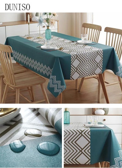 اشتري Wipeable Vinyl Tablecloth for Rectangle Table Heavy Duty PVC Waterproof Spill proof Table Cloth for Kitchen Dining Tabletop Decoration 140*180cm في الامارات