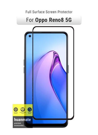 Buy Edge to Edge Full Surface Screen Protector For Oppo Reno 8 5G Black/Clear in Saudi Arabia