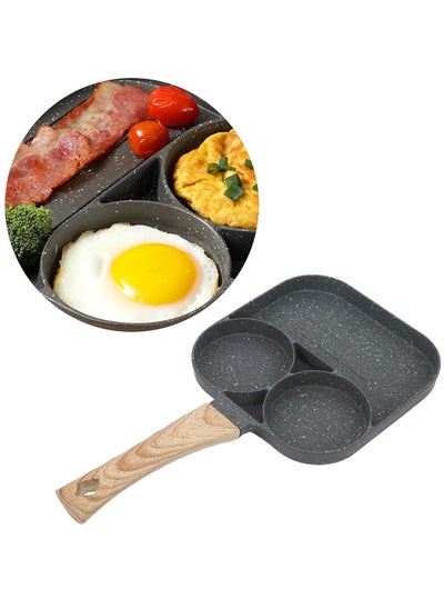 Buy 3 Slots Egg Burger Pancake Maker Wooden Handle Nonstick Cooking Pot in UAE