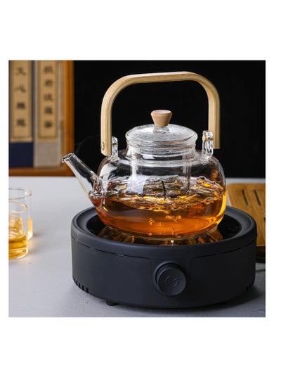 Buy Electric Mini Coffee Pot Warmer with 900ml Teapot,800W Electric Ceramic Stove Round Hot Plate,Heater Stove Countertop Burner for Boiling Water,Tea,Coffee (Black) in UAE