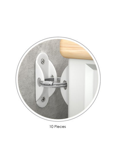 اشتري 10-Pieces Furniture Strap Anchors for Child Safety or Furniture Anchors for Baby Proofing Safety Anti Tip Furniture Kit Furniture Wall Straps في الامارات