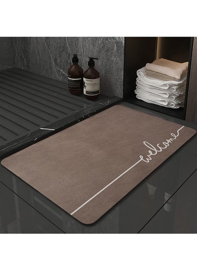 Buy Absorbent Floor Mat, Bath Mat Rug Rubber Non Slip Quick Dry Absorbent Thin Bathroom Rugs Fit Under Door-Washable Bathroom Floor Mats-Shower Rug for in Front of Bathtub,Shower Room,Sink (brown) in Saudi Arabia