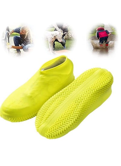 Buy Waterproof Silicone Shoe Cover, Reusable Non Slip Rubber Rain Shoe Cover, Unisex Shoe Protectors Outdoor with Non-Slip Sole for Rainy, Snowy, Outdoor Protection, 1 Pair, Yellow in Saudi Arabia