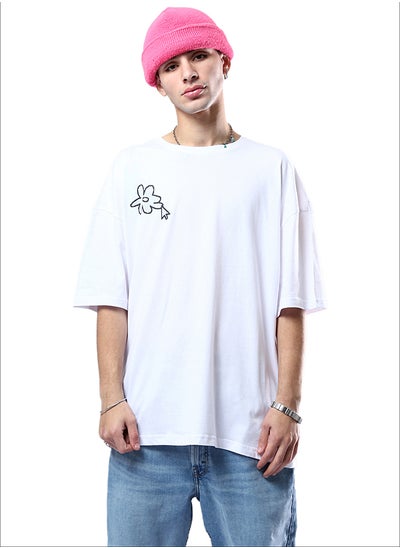 Buy "Iam Just a Happy Guy" White Rayon Tee in Egypt