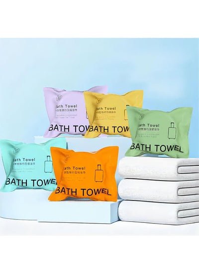 اشتري 5 Pcs Disposable Bath Towel, 55 x 27 inches, Travel Disposable Bath Towels, Absorbent, Portable and Lightweight, Suitable for Hiking, Camping, Beach, Swimming and Traveling في الامارات