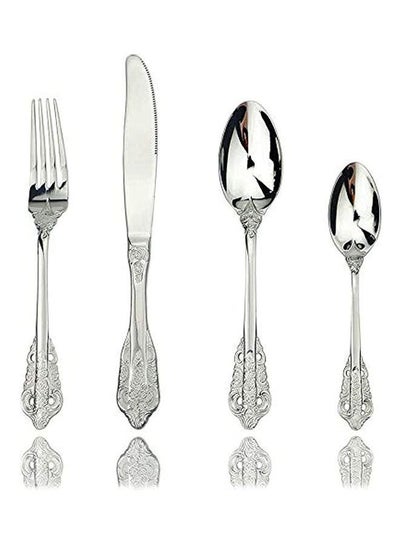 Buy 4-Piece Stainless Steel Cutlery Set Silver in Saudi Arabia