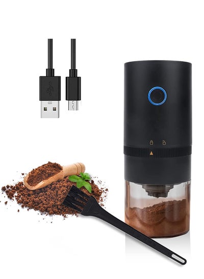 Buy Portable Electric Burr Coffee Grinder with USB Rechargeable Black in Saudi Arabia