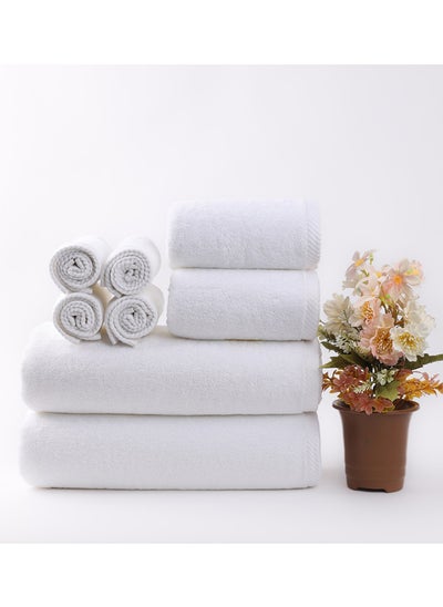 Buy White Rose 8-Piece Towel Set, 100% Premium Cotton 600 GSM Superior Quality, Quick Dry Highly Absorbent Thick Bathroom Soft Hotel Towels for Bath And Spa, Towel Set Includes 2 Bath Towels (70x140 cm), 2 Hand Towels (40x70 cm), 4 Washcloths (33x33 cm) White in Saudi Arabia