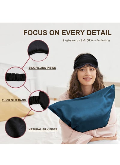 Buy Natural Mulberry and Ice Silk Pillowcase for Hair and Skin Pillow Cases Set of 2 with Eyemask in UAE