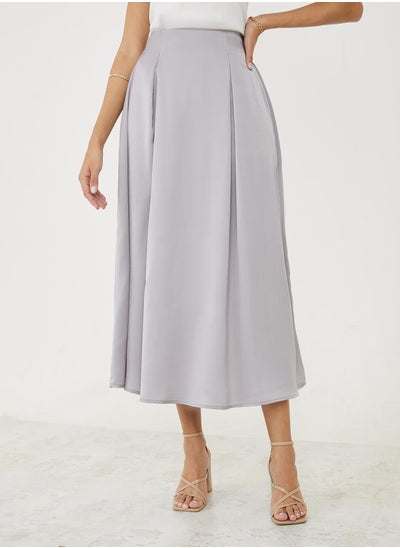 اشتري Box Pleat Detail Satin Midi Skirt في السعودية