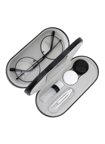 Buy Double Eyeglass Case, KASTWAVE Contact Lens Case with Mirror Tweezers Remover, 2 in 1 Double Sided Portable Contact Lens Box Holder Container Soak Storage Kit Sunglasses Pouch for Men & Women in Saudi Arabia