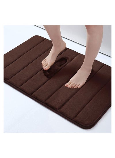 Buy 2 pack Non Slip Mat With Memory Foam Super Absorbent Bath Rugs Washable Kitchen Mats is Machine Wash Easy to Dry for Bathroom Floor Rugs in UAE