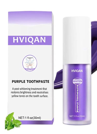 Buy V34 Color Corrector Toothpaste, Purple Teeth Whitening - Teeth Whitening Booster/Powerful Decontamination Whitening Toothpaste in UAE