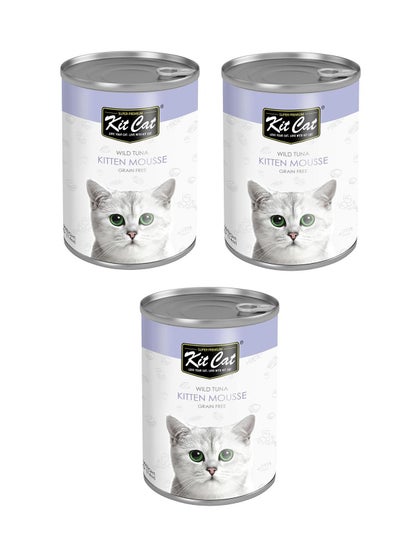 اشتري 3Pc Wild Tuna Kitten Mousse Canned Cat Food 400g في الامارات