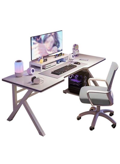 اشتري Simple White Computer Desk, Home Desktop Live Streaming Esports Desk, Office Desk Study desk （140*60*75cm） في الامارات