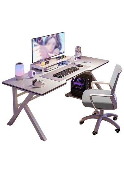 اشتري Simple White Computer Desk, Home Desktop Live Streaming Esports Desk, Office Desk Study desk （140*60*75cm） في الامارات