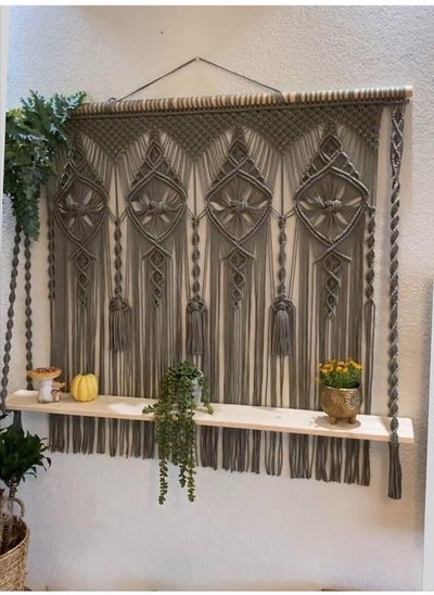 Buy Wooden Wall Shelf, Macrame Shelf, Living Room Decor, Stand Bookshelf. in Egypt