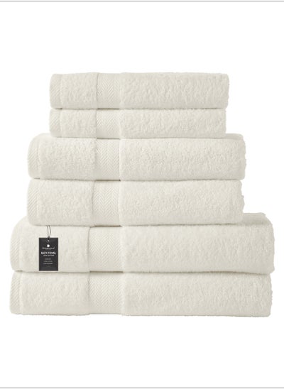 Buy Premium Towel 6-Pcs Set, 100% Combed Cotton 600 GSM, Highly Absorbent, Quick Dry Towel Set Include 2 Bath Towel, 2 Bath Sheet, 2 Hand Towel, Best Set for Bathroom Gym, Hotel And Spa,Ivory in UAE