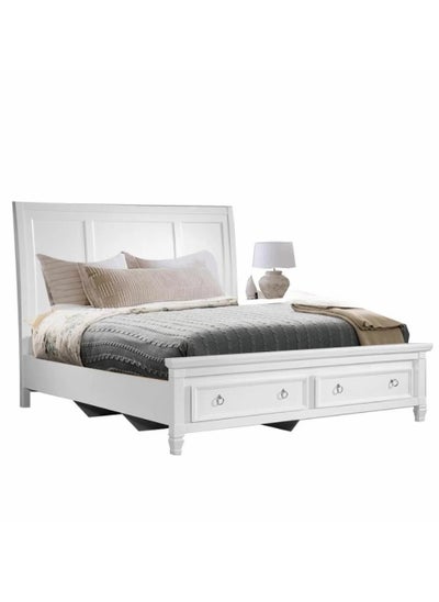 Buy Jean Wooden Double Bed 180cm - Modern and Elegant Design in White in Saudi Arabia