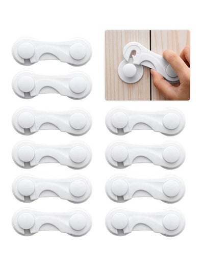 Buy Child Safety Cabinet Locks 10 Pack  For Babies Drawer Locks Baby Proofing (White) in UAE