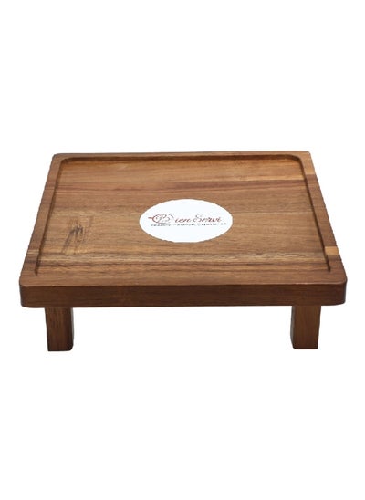 Buy Square Shaped Acacia Sushi Tray with Legs Brown 25 x 25 cm AW19-X088-L in Saudi Arabia