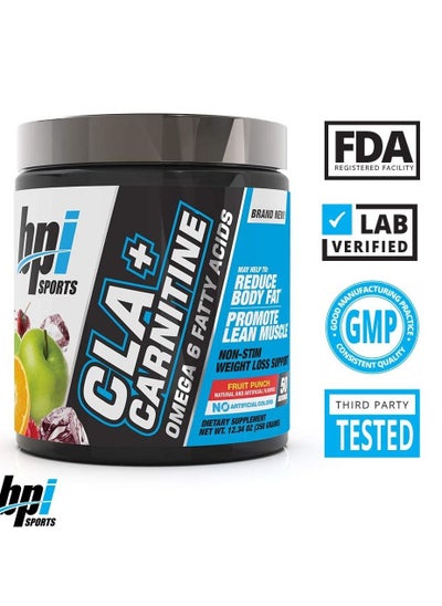 اشتري BPI Sports CLA + Carnitine – Conjugated Linoleic Acid – Performance, Lean Muscle – Caffeine Free – For Men & Women – Fruit Punch – 50 servings – 12.34 Oz. في الامارات