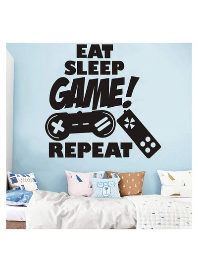 اشتري Game Wall Decals Stickers Creative Gaming Quote Poster for Boys Gift Vinyl Peel and Stick Gamer Decor for Gamer Men's Living Room Play Room Bedroom Home Decoration (Eat Sleep Game Repeat) في الامارات