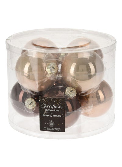 Buy 7-cm Christmas Balls, Amber - Set of 8 in UAE