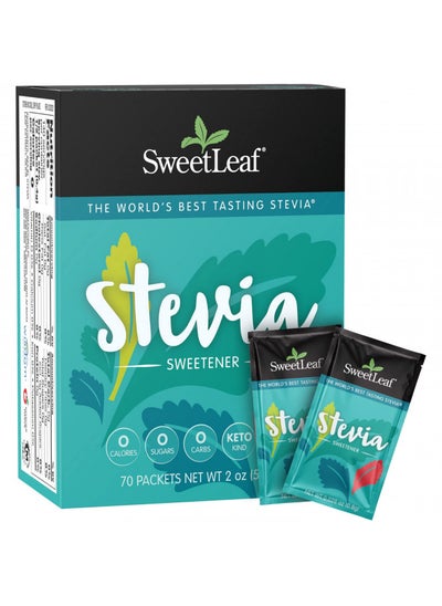 اشتري SweetLeaf Stevia Packets - Zero Calorie Stevia Powder, No Bitter Aftertaste, Sugar Substitute for Keto Coffee, Nothing Artificial, Non-GMO Stevia Sweetener Packets, 70 Count في الامارات