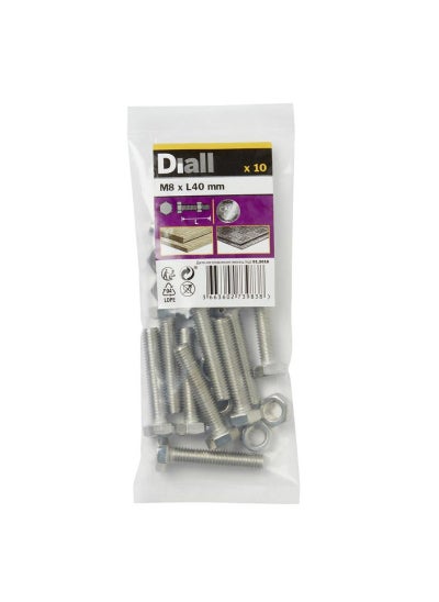 اشتري Diall Stainless Steel Hex Nut And Bolt Pack M8 x 40mm 10Pcs في الامارات