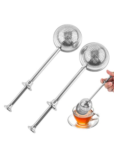 اشتري Tea Infuser, Stainless Steel Tea Strainer Mesh Ball Shape Tea Filter for loose tea leaves, 2 pieces, silver في الامارات