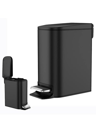 Buy Small Bathroom Trash Can with Lid Soft Close, Step Pedal, 6 Liter / 1.6 Gallon Stainless Steel Garbage Can with Removable Inner Bucket, Anti-Fingerprint Finish in UAE