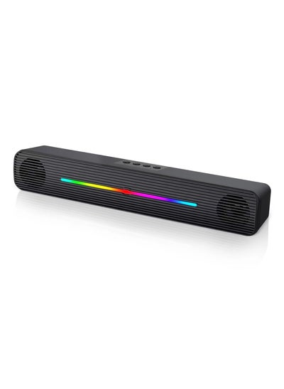 اشتري Computer Speakers for PC Desktop Bluetooth 5.0 and 3.5mm Aux in Dynamic RGB Bluetooth Soundbar Portable Dual Speakers Subwoofer Computer SoundBar Speaker for Desktop Laptop Phone Black في الامارات