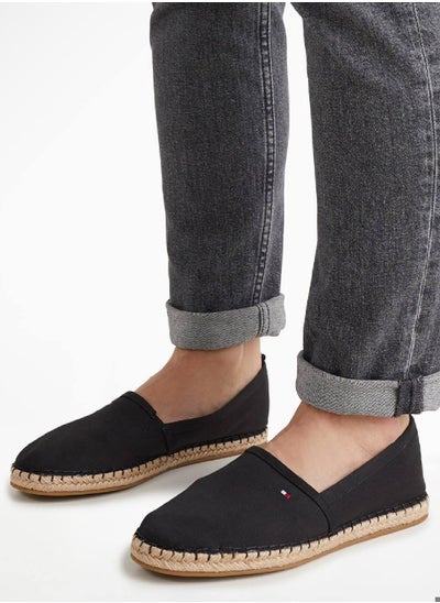 Buy Women's Flat Canvas Flag Embroidery Espadrilles -  Cotton canvas upper, Black in Saudi Arabia