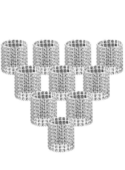 اشتري 100 pieces Silver Rhinestone Napkin Rings for Banquet Decoration Scene Layout في السعودية