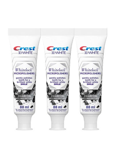 اشتري 3D White Whitelock Micropolisher Toothpaste - Charcoal with Fresh Mint Flavor 88ml Pack of 3 في الامارات